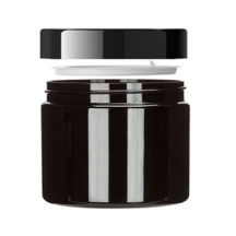 Black Glass Jar 50ml TYPE III with Black Glossy Cap & PP Liner - Pack of 12pcs