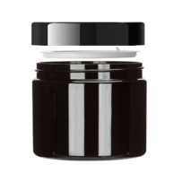 Black Glass Jar 50ml TYPE III with Black Glossy Cap & PP Liner - Pack of 12pcs