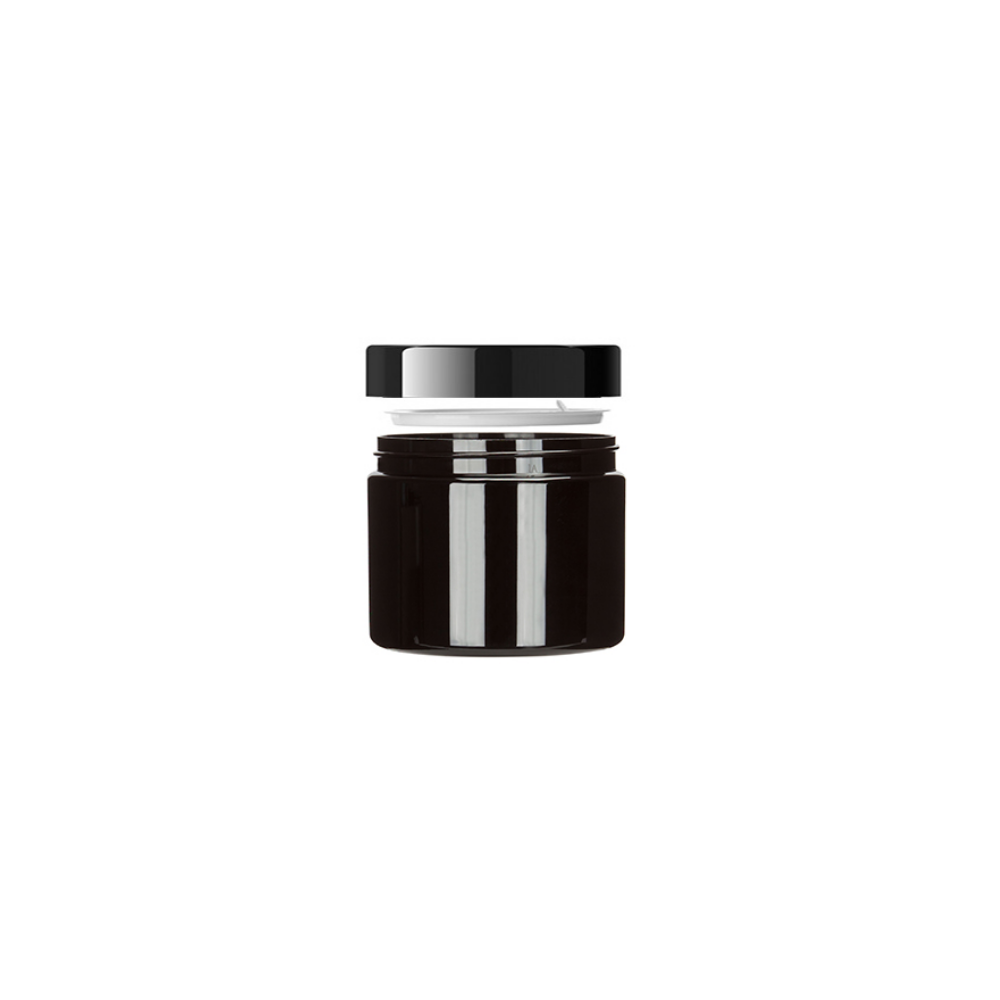 Black Glass Jar 50ml TYPE III with Black Glossy Cap & PP Liner - Pack of 12pcs