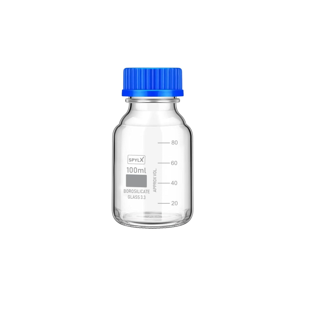 Bottles with screw caps in borosilicate glass 100ml